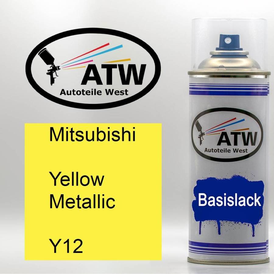 Mitsubishi, Yellow Metallic, Y12: 400ml Sprühdose, von ATW Autoteile West.